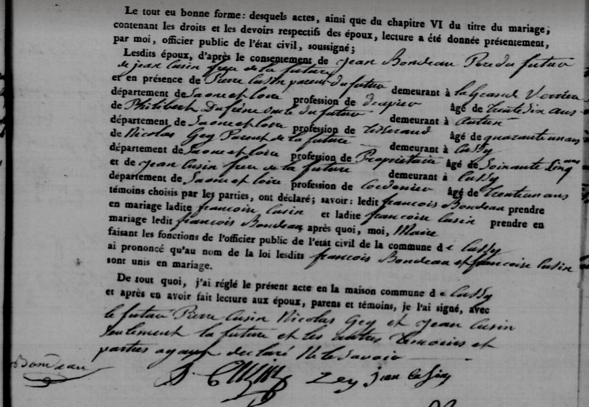 Mariage Francois BONDEAU Francoise CUZIN Cussy 31-7-1810 - 2.jpg